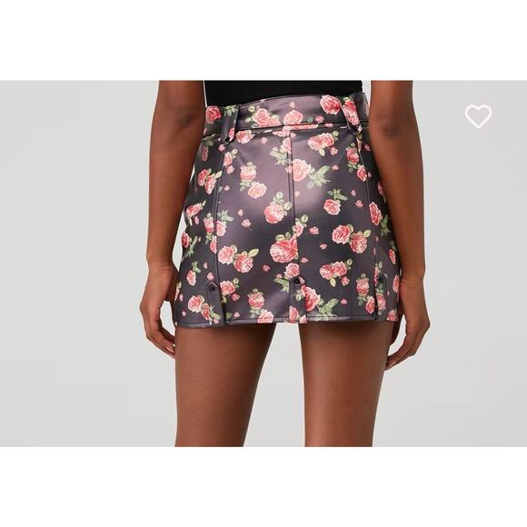 For Love And Lemons Wren Mini Skirt Roses, Faux Leather, Romantic Sexy, SZ M - Picture 2 of 10